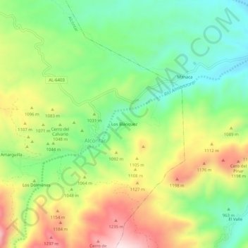 Carte topographique Los Blánquez, altitude, relief
