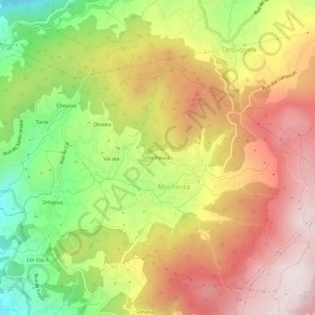 Carte topographique Vila Pouca, altitude, relief
