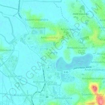 Carte topographique Ivandry, altitude, relief