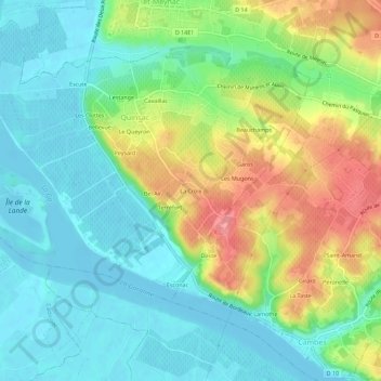 Carte topographique La Croix, altitude, relief