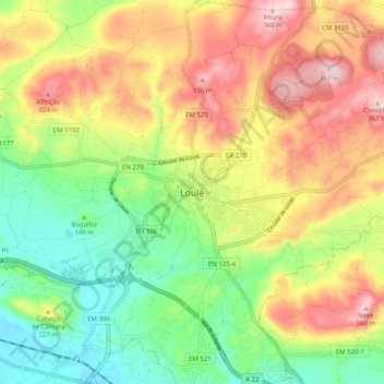 Carte topographique Loulé, altitude, relief