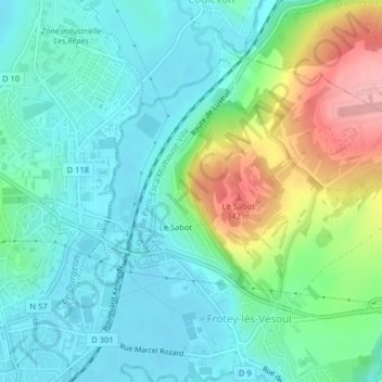 Carte topographique Le Sabot, altitude, relief