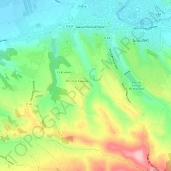 Carte topographique Sidobre, altitude, relief