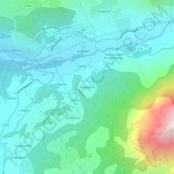 Carte topographique Entrepierre, altitude, relief
