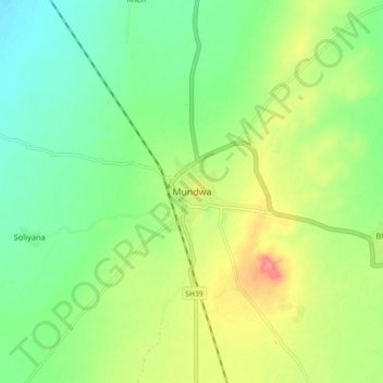 Carte topographique Mundwa, altitude, relief