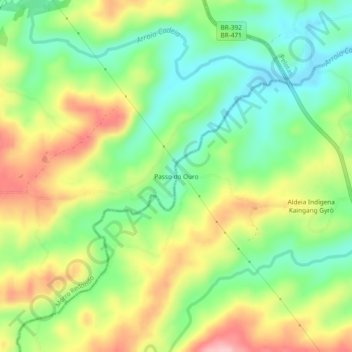 Carte topographique Passo do Ouro, altitude, relief