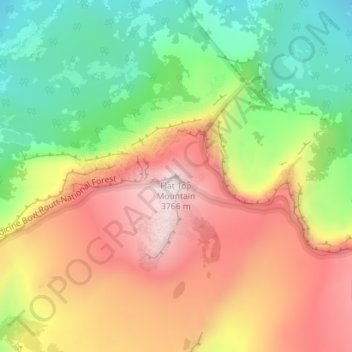 Carte topographique Flat Top Mountain, altitude, relief
