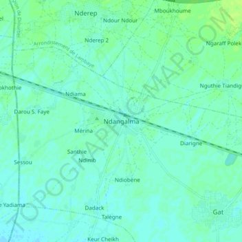 Carte topographique Ndangalma, altitude, relief