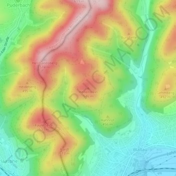 Carte topographique Höllenstein, altitude, relief