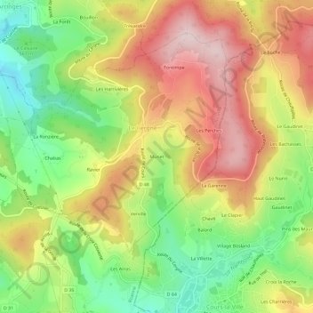 Carte topographique Munet, altitude, relief