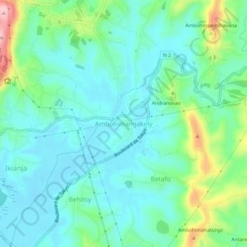 Carte topographique Ambohimangakely, altitude, relief