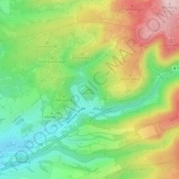 Carte topographique Desenberg, altitude, relief