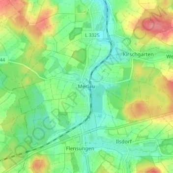Carte topographique Merlau, altitude, relief