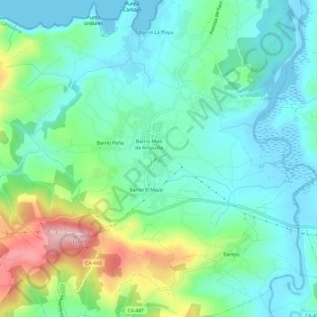 Carte topographique Ajo, altitude, relief