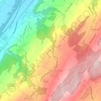 Carte topographique Cerniaz, altitude, relief