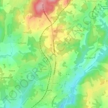 Carte topographique Raty, altitude, relief