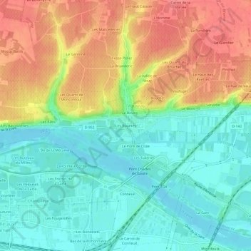 Carte topographique Les Bouères, altitude, relief