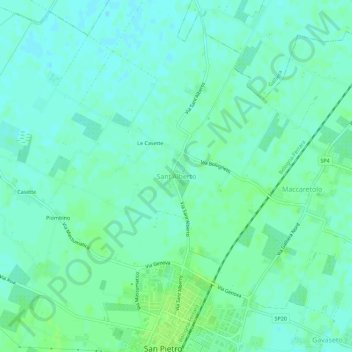 Carte topographique Sant'Alberto, altitude, relief