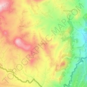 Carte topographique Tendo, altitude, relief
