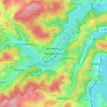 Carte topographique Heiligenberg, altitude, relief