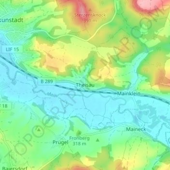 Carte topographique Theisau, altitude, relief