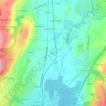 Carte topographique Braille, altitude, relief