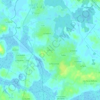 Carte topographique Le Perron, altitude, relief