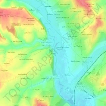 Carte topographique Villeray, altitude, relief