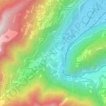 Carte topographique Les Rappes, altitude, relief