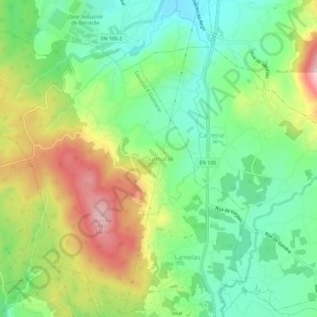 Carte topographique Guimarei, altitude, relief