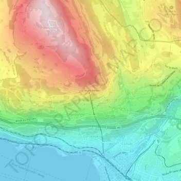 Carte topographique Le Mont-Pèlerin, altitude, relief
