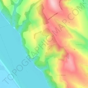 Carte topographique Cornii de Sus, altitude, relief