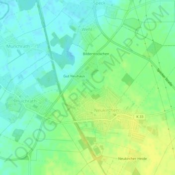 Carte topographique Am Neuhauser Weg, altitude, relief