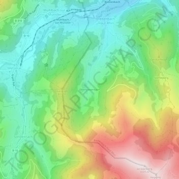 Carte topographique Oberbreitenbach, altitude, relief