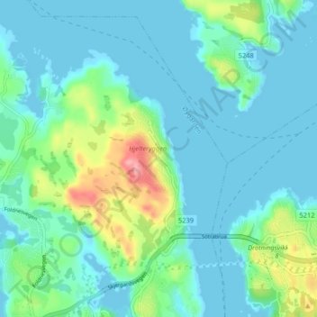 Carte topographique Hjelteryggen, altitude, relief