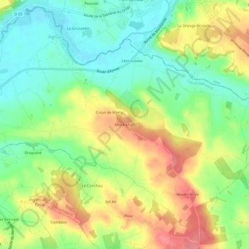 Carte topographique Monfrange, altitude, relief