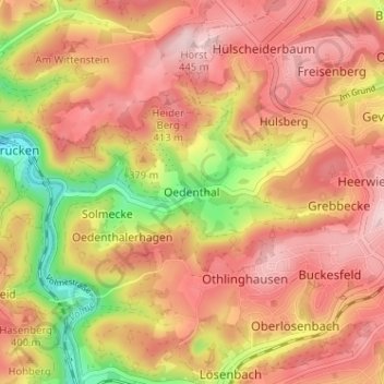 Carte topographique Oedenthal, altitude, relief