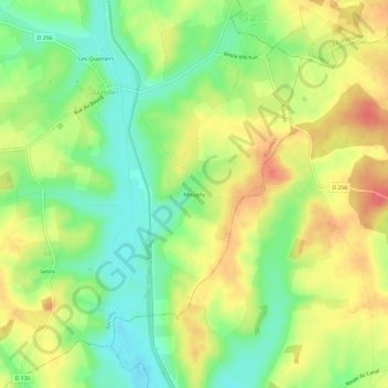 Carte topographique Mougny, altitude, relief