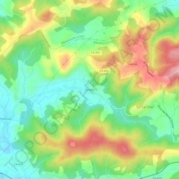 Carte topographique Omoño, altitude, relief