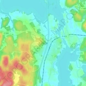 Carte topographique Rimforsa, altitude, relief