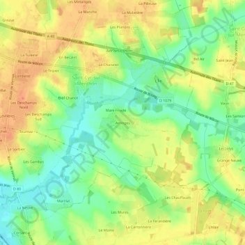 Carte topographique Arringes, altitude, relief