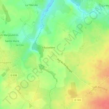 Carte topographique La Sicaudière, altitude, relief