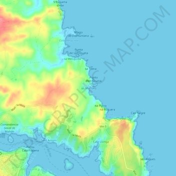 Carte topographique es Murtar, altitude, relief