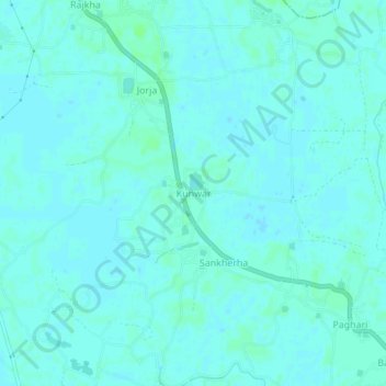 Carte topographique Kunwar, altitude, relief