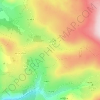 Carte topographique Le Lac, altitude, relief
