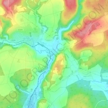 Carte topographique Hitzkofen, altitude, relief