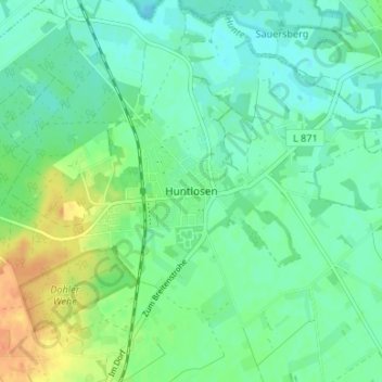Carte topographique Huntlosen, altitude, relief