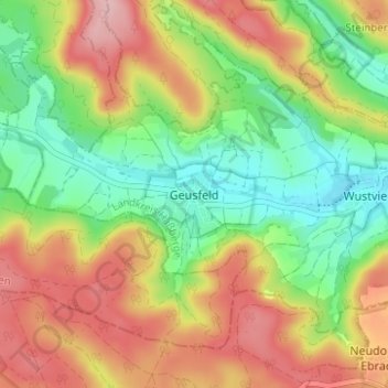 Carte topographique Geusfeld, altitude, relief