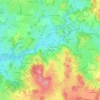 Carte topographique Lascaugiraud, altitude, relief