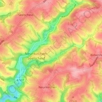 Carte topographique Niederwennerscheid, altitude, relief